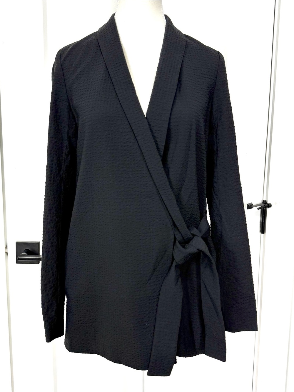 COS Textured Wool Wrap Jacket Black Size 2